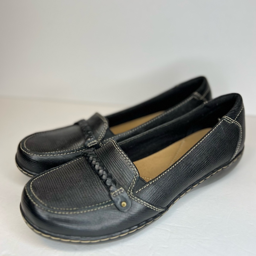Clark’s Women's Ashland Step Loafer Sz 10M Black Leather 64580 Superb Clean!